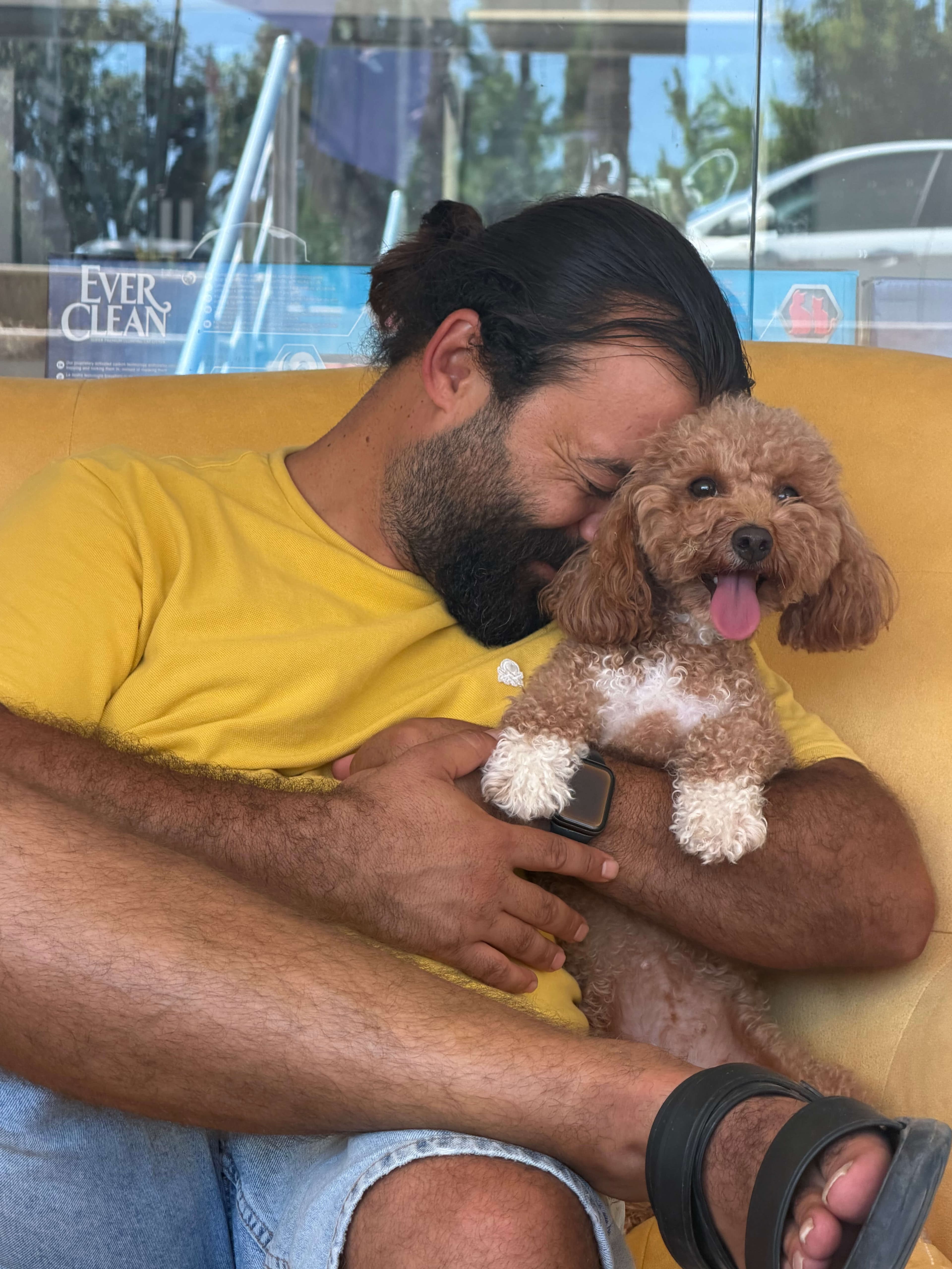 Bir köpek sahibi ve dostuyla sıcak bir an