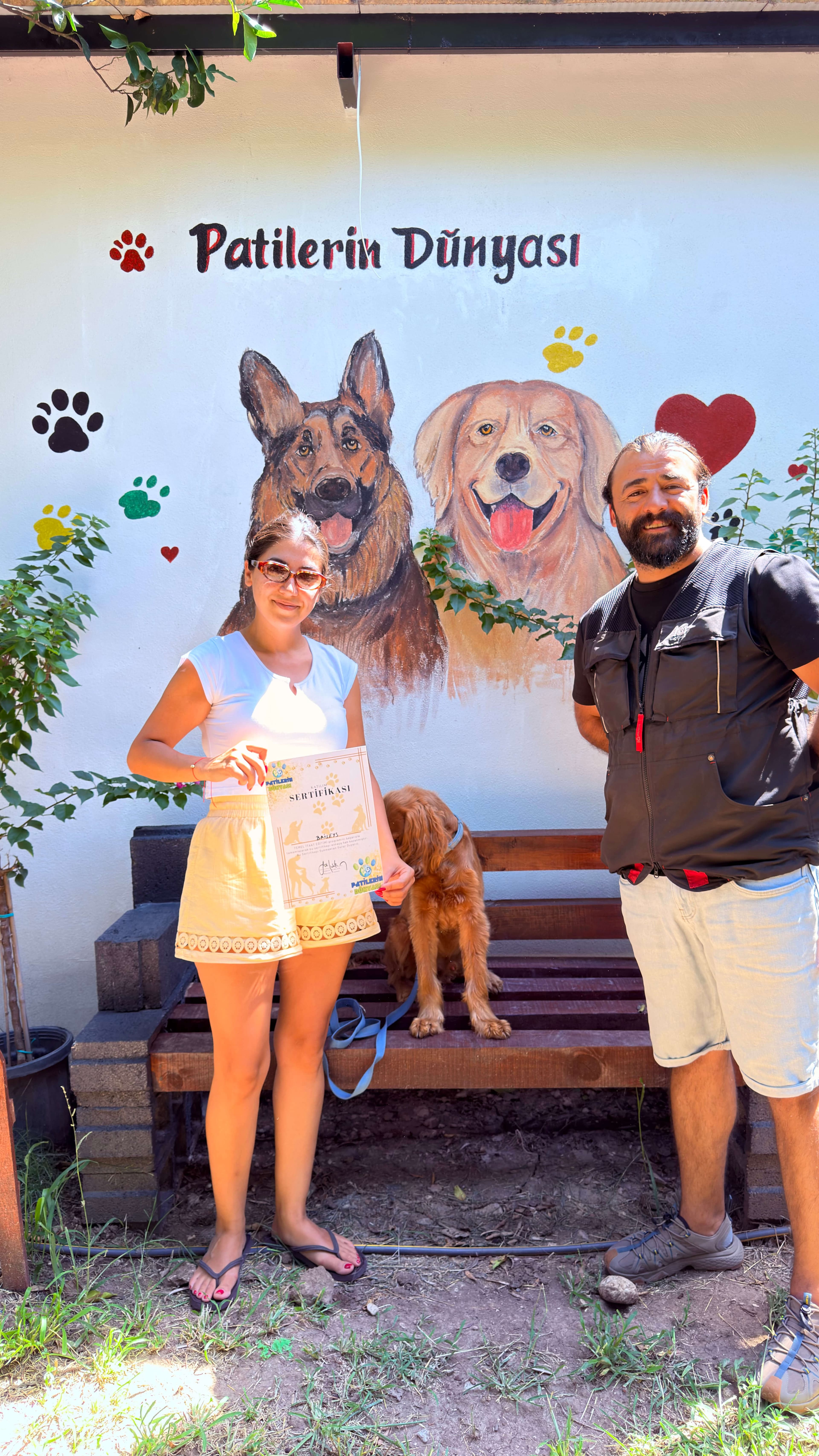 Patilerin Dünyası'nda köpek eğitimi sertifikası anı